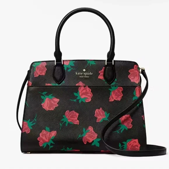 🥳HP🥳Kate Spade NWT Madison Rose Toss Printed Satchel - Picture 1 of 7